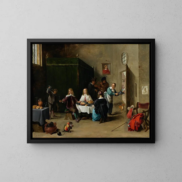 Der verlorene Sohn - David Teniers der Jüngere — gerahmtes Bild an der Wand