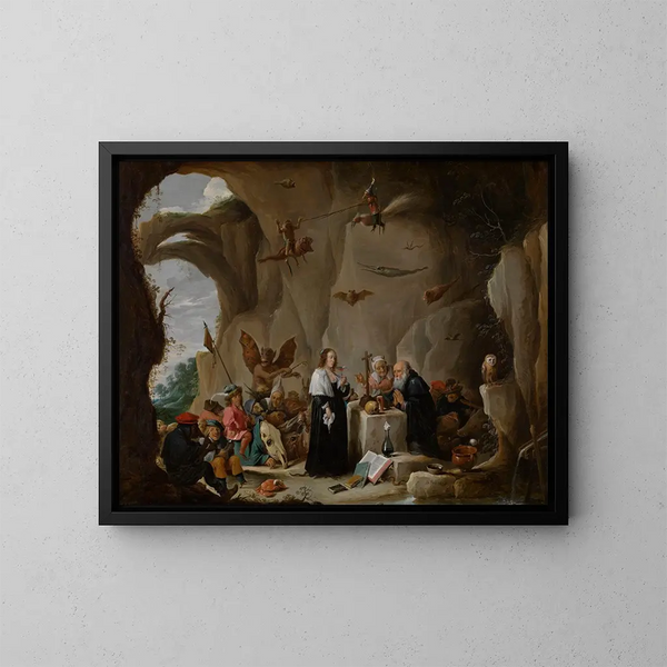 Die Versuchung des heiligen Antonius der Große - David Teniers der Jüngere — gerahmtes Bild an der Wand