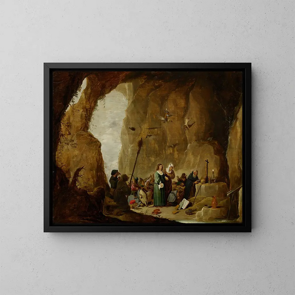 Die Versuchung des heiligen Antonius - David Teniers der Jüngere — gerahmtes Bild an der Wand