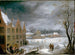 Winterlandschaft mit einem Mann, der ein Schwein tötet - David Teniers der Jüngere — Ansicht des Kunstwerks
