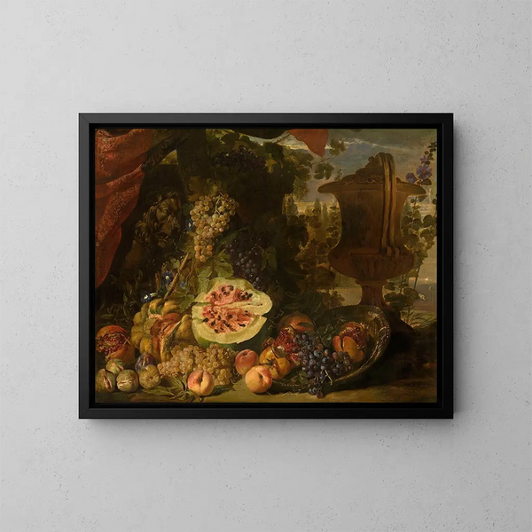 Stillleben mit Früchten - David de Coninck — gerahmtes Bild an der Wand