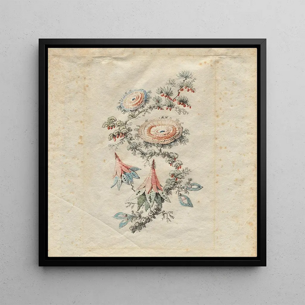 Design de broderie florale pour la manufacture de soie de Lyon - Jean