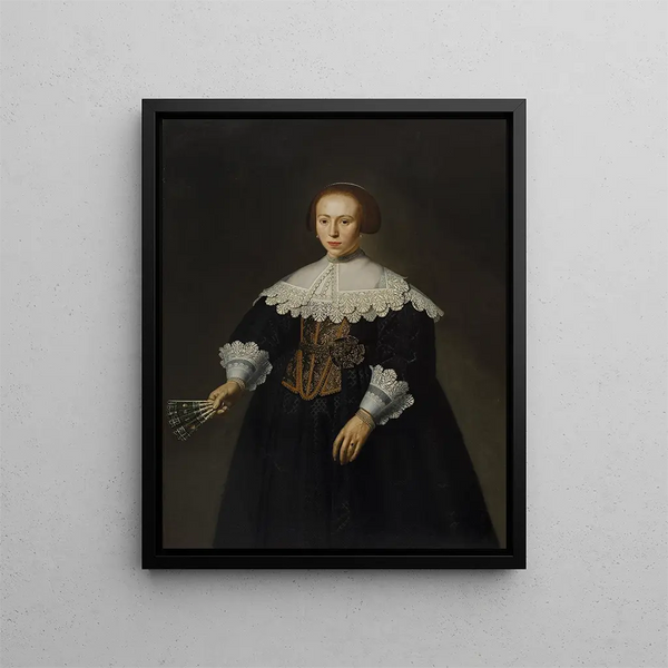 Portrait einer Dame - Dirck Dircksz van Santvoort — gerahmtes Bild an der Wand