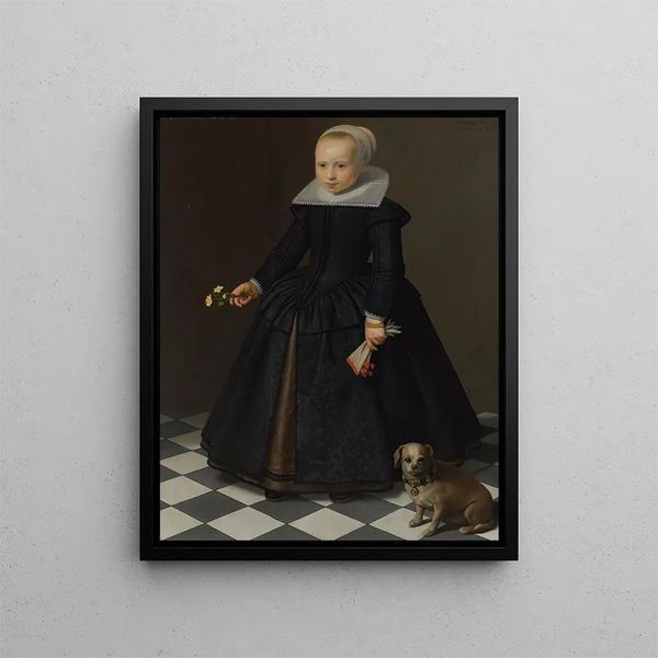 Portrait einer Mädchen - Dirck Dircksz van Santvoort — gerahmtes Bild an der Wand