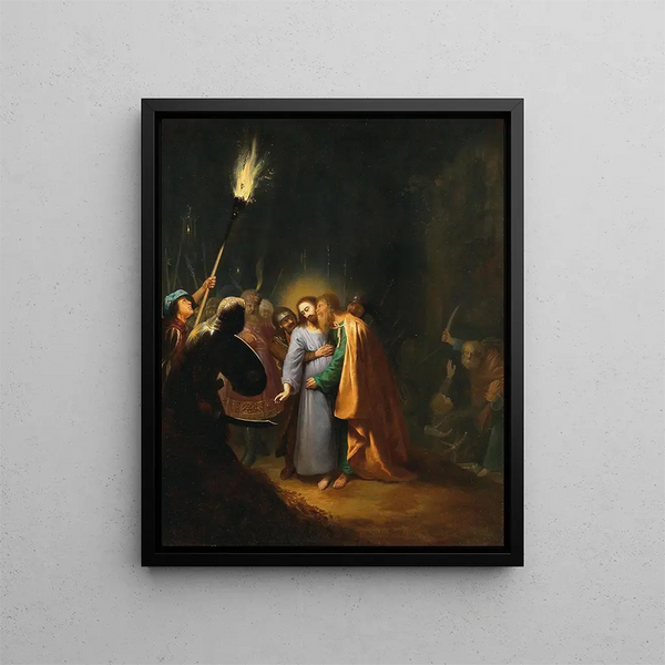 Die Gefangennahme Christi - Dirck Dircksz van Santvoort — gerahmtes Bild an der Wand