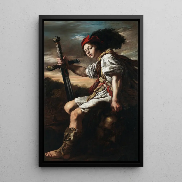 Reproduktion des Gemäldes David mit dem Kopf Goliaths - Domenico Fetti