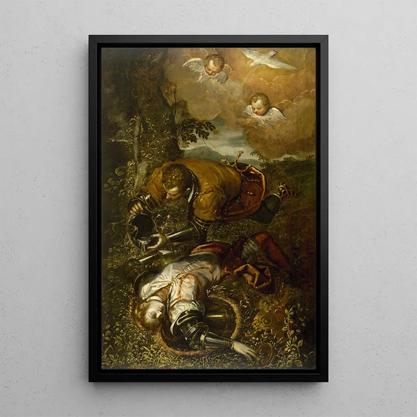 Reproduktion des Gemäldes Tancrède baptisant Clorinde - Domenico Tintoretto