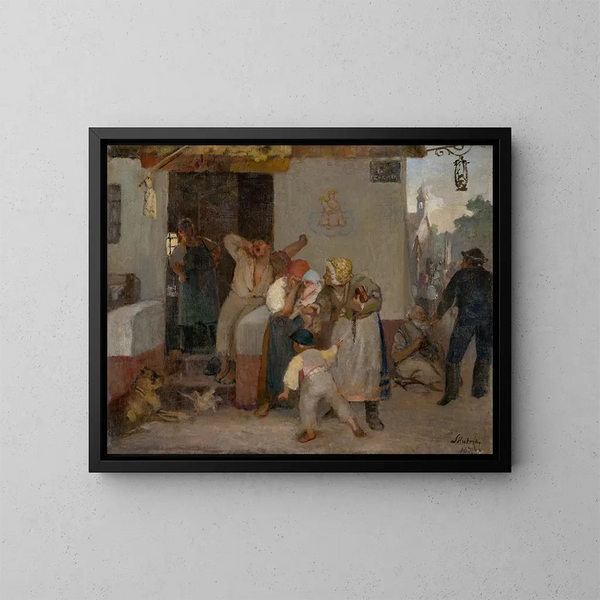 vor einer Taverne - Dominik Skutecký — gerahmtes Bild an der Wand