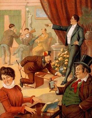 Donalson Lith Co - Hypnotist directing people to do unusual activities.webp