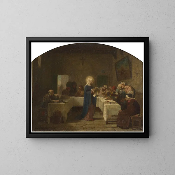 Sainte Élisabeth von Frankreich, die den Armen dient - Désiré François Laugée — gerahmtes Bild an der Wand