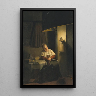 Dutch School - Seated Lady In An Interior By Candlelight.webp