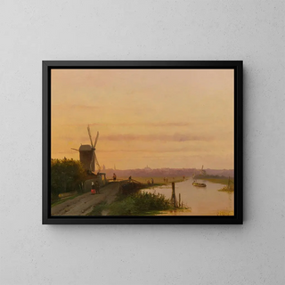 Dutch School - Sunset Over A Dutch Town.webp