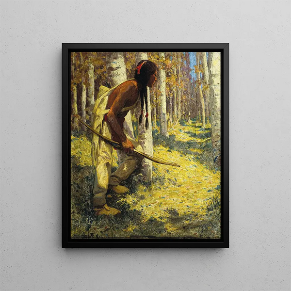Jäger Indianer - Eanger Irving Couse — gerahmtes Bild an der Wand