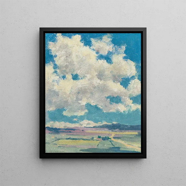 Über dem Tal von Taos - Eanger Irving Couse — gerahmtes Bild an der Wand