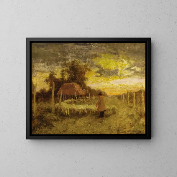 Moutons à Santa Cruz - Eanger Irving Couse — gerahmtes Bild an der Wand