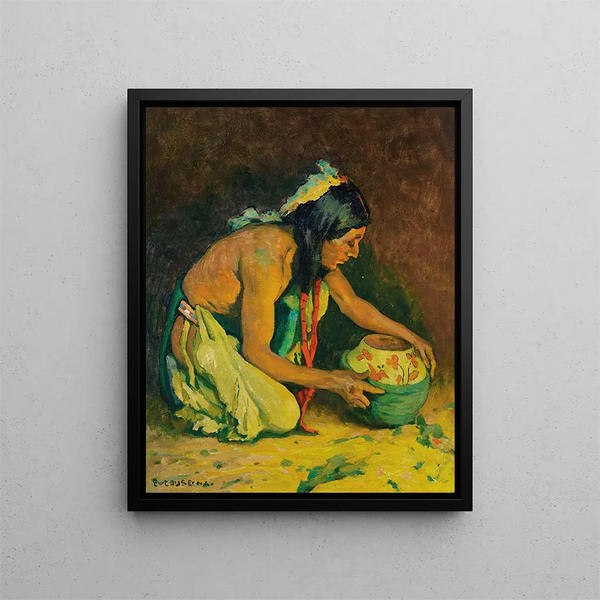 Der Töpfer - Eanger Irving Couse — gerahmtes Bild an der Wand