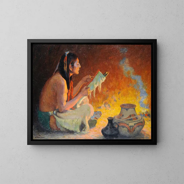 Der Hersteller von Köcher - Eanger Irving Couse — gerahmtes Bild an der Wand