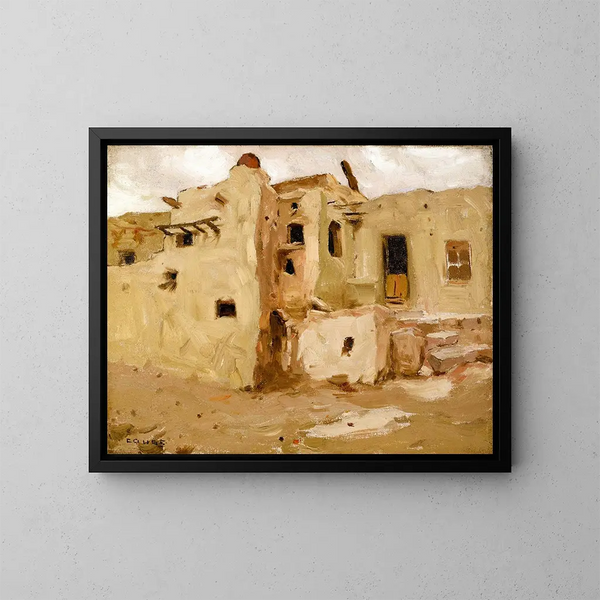 Pueblo de Walpi - Eanger Irving Couse — gerahmtes Bild an der Wand
