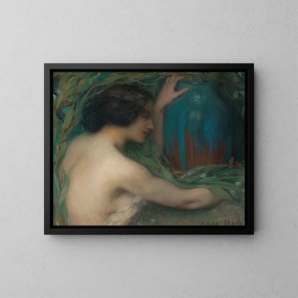 Frau mit einem Eukalyptus - Edmond François Aman-Jean — gerahmtes Bild an der Wand