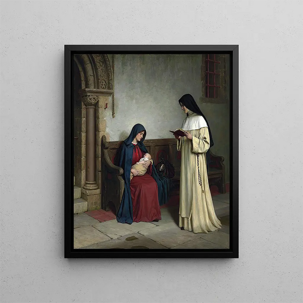 Bücher und Kunst Mutterschaft - Edmund Blair Leighton — gerahmtes Bild an der Wand