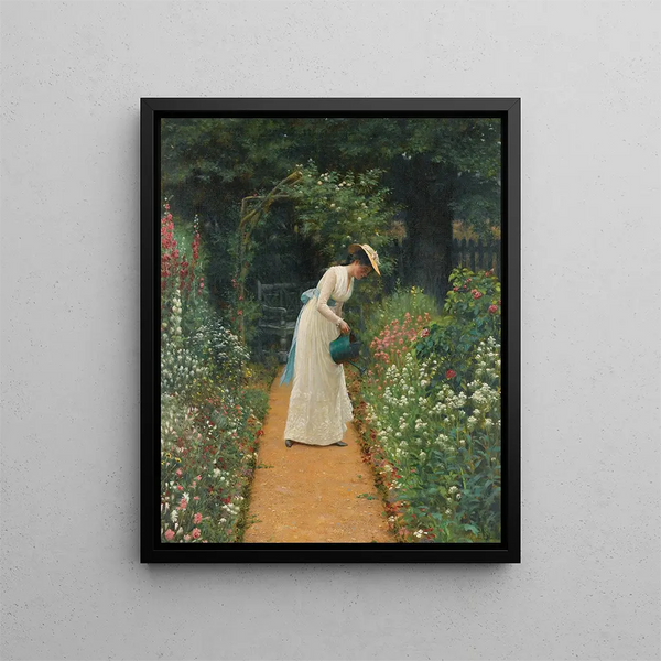 Der Garten meiner Dame - Edmund Blair Leighton — gerahmtes Bild an der Wand