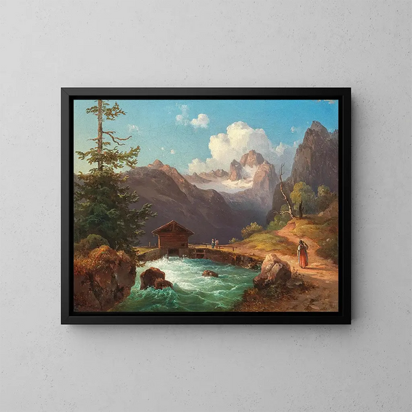 Eine Aussicht auf das Dachstein-Massiv - Edmund Mahlknecht — gerahmtes Bild an der Wand
