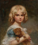 Portrait von Eva mit einem Plüschtierbär - Édouard Cabane — Ansicht des Kunstwerks