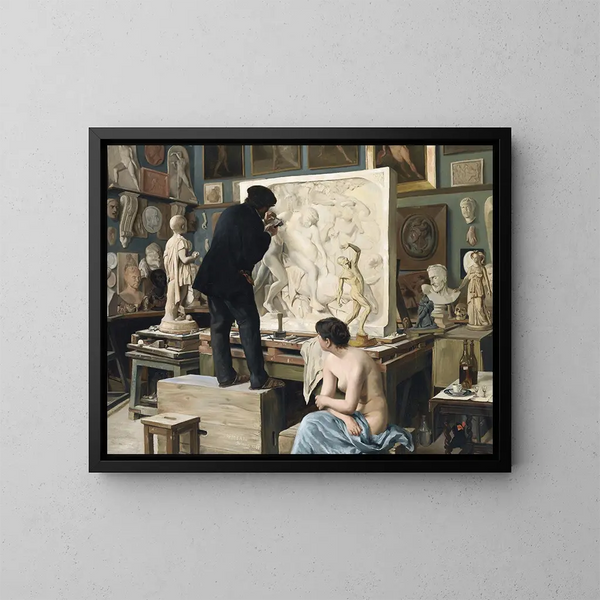 L'atelier meines Vaters - Édouard Dantan — gerahmtes Bild an der Wand