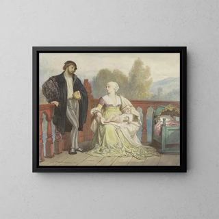 Edouard Hamman - Francesca di Rimini en Paolo di Polenta met kind op een balkon.webp
