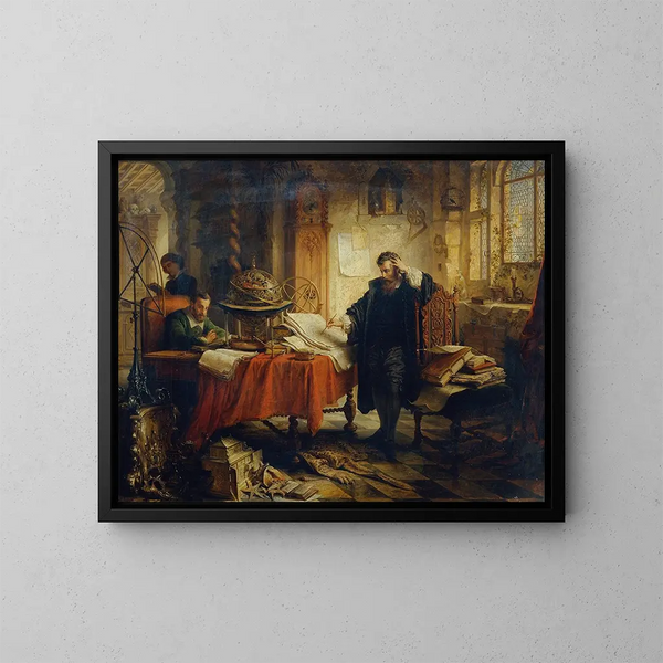 Copernic, das die Bahnen der Himmelskörper zeichnet - Eduard Ender — gerahmtes Bild an der Wand