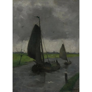 Eduard Karsen - Watercourse with Sail Barges.webp