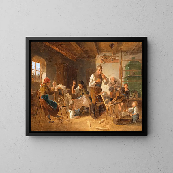 Lebendiges Familienleben - Eduard Ritter — gerahmtes Bild an der Wand