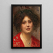 Portrait einer jungen Frau in rotem Kleid - Eduard Veith — gerahmtes Bild an der Wand