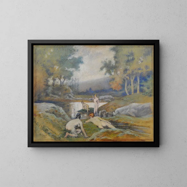 Frauen beim Baden - Eduardo Sivori — gerahmtes Bild an der Wand