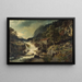 Landschaft mit Felsen, Wasserfall und Wassermühle, Småland - Edvard Bergh — gerahmtes Bild an der Wand