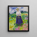 Frau in einer grünen Wiese - Edvard Munch — gerahmtes Bild an der Wand