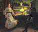 Innen-Gemälde mit Lampenlicht und zwei Figuren - Edvard Weie — Ansicht des Kunstwerks