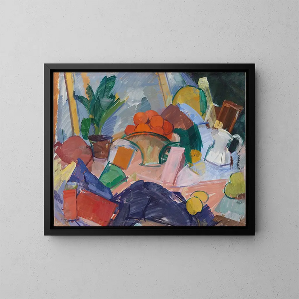 Naturstillleben mit Orangen in einem Korb - Edvard Weie — gerahmtes Bild an der Wand