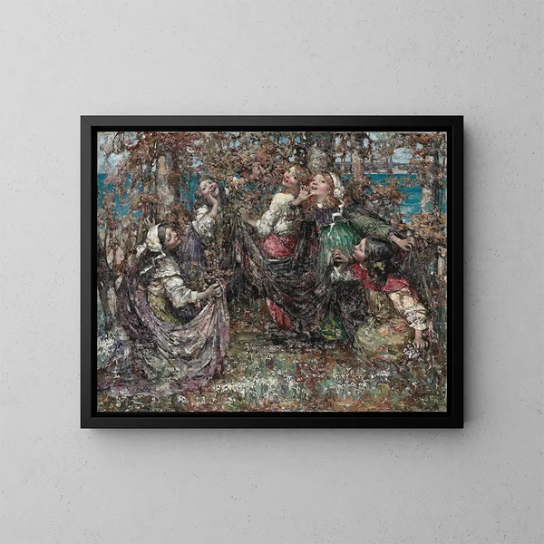 Ronde des roses - Edward Atkinson Hornel — gerahmtes Bild an der Wand