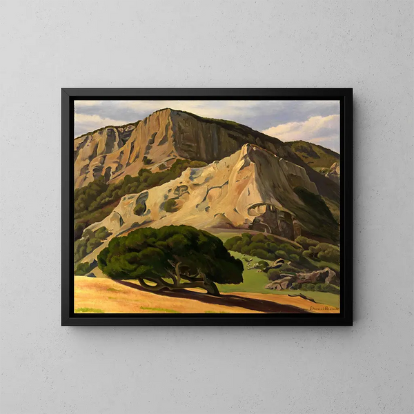 Eichen und Felsen in San Luis Obispo - Edward Bruce — gerahmtes Bild an der Wand