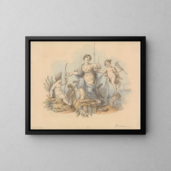 Allegorie der Berufe des Meeres - Edward Francis Burney — gerahmtes Bild an der Wand