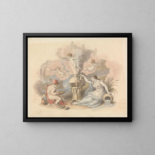 Allegorie des Dampfes - Edward Francis Burney — gerahmtes Bild an der Wand