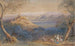 Vue du Castello Caetani et de la ville colline de Sermoneta Lazio Italie - Edward Lear — Ansicht des Kunstwerks