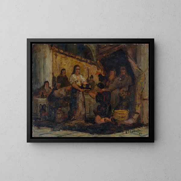 Salomé empfängt den Kopf von Johannes dem Täufer - Edward Mitchell Bannister — gerahmtes Bild an der Wand