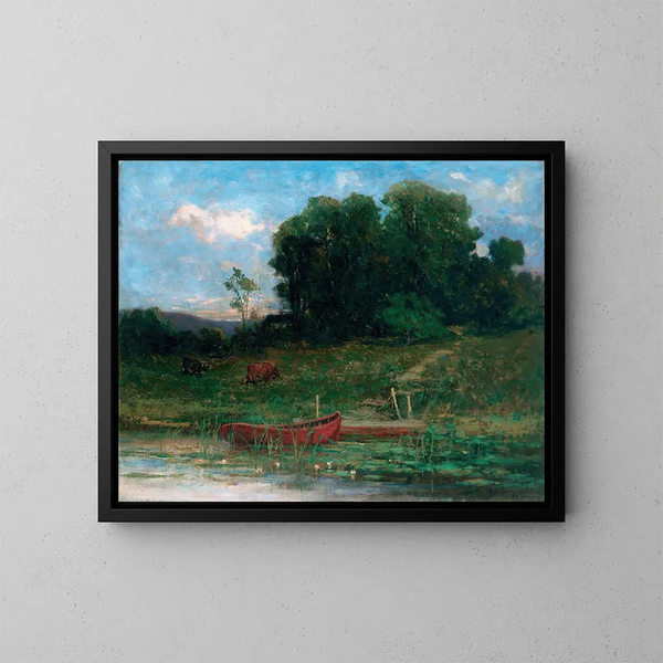 L'atterrissage à la ferme - Edward Mitchell Bannister — gerahmtes Bild an der Wand