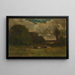 Landschaft ohne Titel mit Kühen und Bäumen - Edward Mitchell Bannister — gerahmtes Bild an der Wand