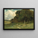 Ohne Titel Mann auf einem Weg mit Bäumen im Hintergrund - Edward Mitchell Bannister — gerahmtes Bild an der Wand