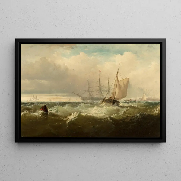 Sturm vor der Küste von New Castle Delaware - Edward Moran — gerahmtes Bild an der Wand