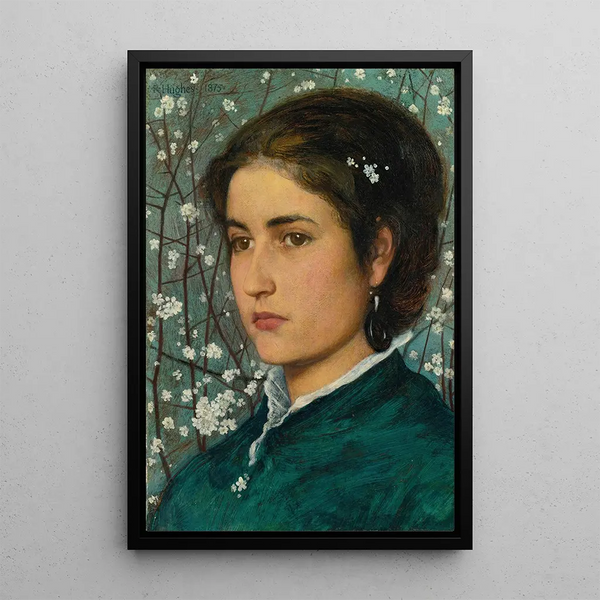 Eine junge Schönheit - Edward Robert Hughes — gerahmtes Bild an der Wand