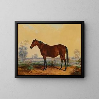 Dixie im Landschaftsbild - Edward Troye — gerahmtes Bild an der Wand